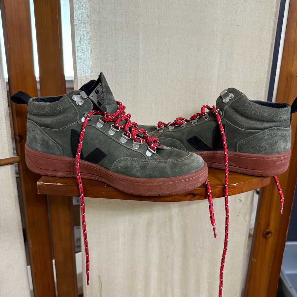 Veja Green and Red Sneakers Casual Style